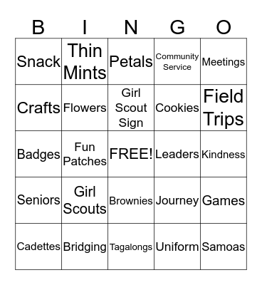 GIRL SCOUT Bingo Card