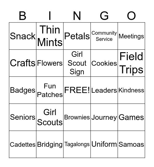 GIRL SCOUT Bingo Card