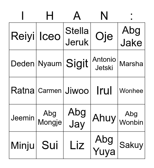 Bermain bersama Sakuya 🍞 Bingo Card