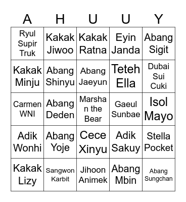 Bermain bersama Sakuya 🍞 Bingo Card