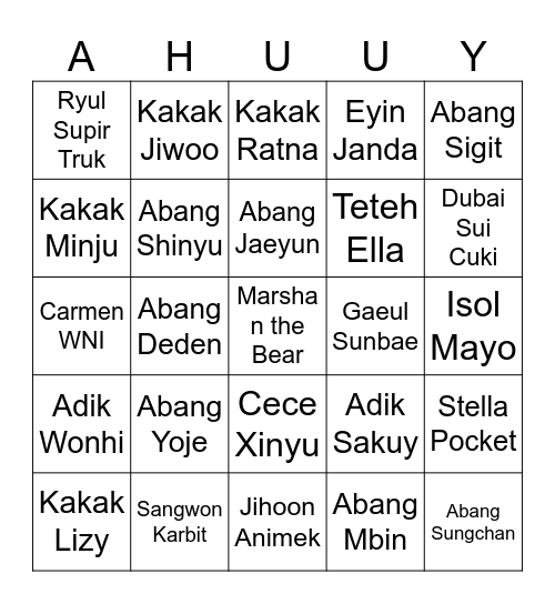 Bermain bersama Sakuya 🍞 Bingo Card