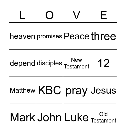 Jesus Ascends into Heaven Bingo Card