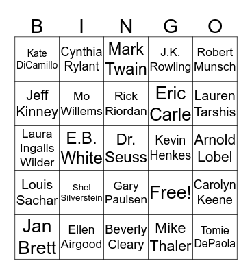 Favorite Authors Bingo Card