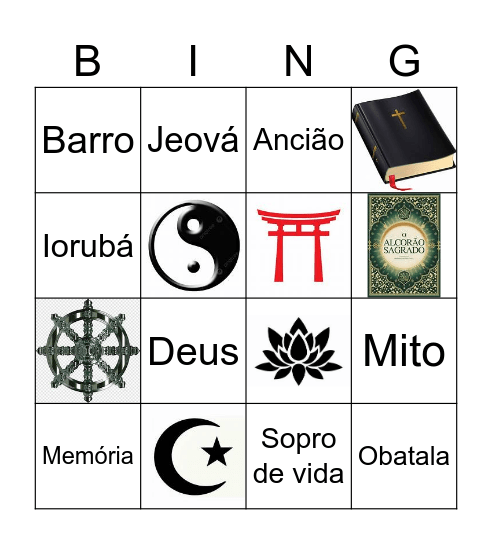 Ensino Religioso 6 ano Bingo Card