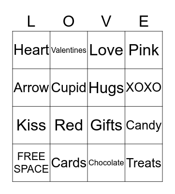 Valentines Day Bingo Card