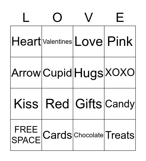 Valentines Day Bingo Card