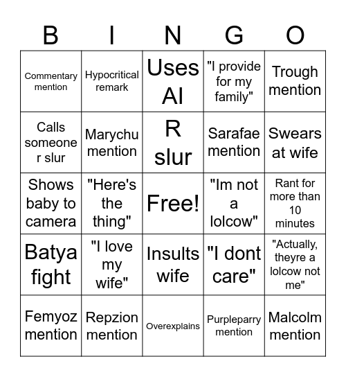 FIREBAT BINGO!! Bingo Card