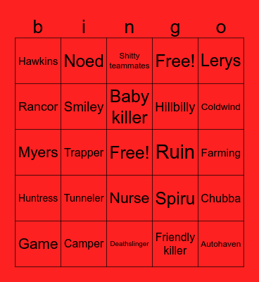 dbd:3 Bingo Card