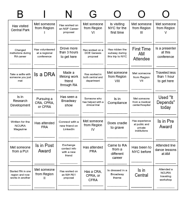 NCURA BINGO Card