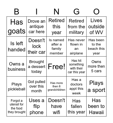 2026 Hilliard Reunion Mingle Bingo Card