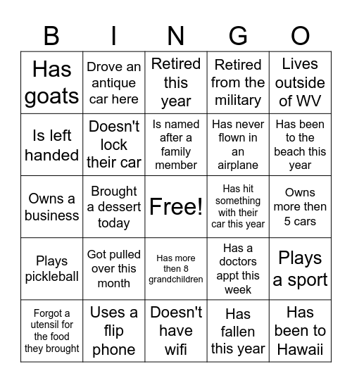 2026 Hilliard Reunion Mingle Bingo Card