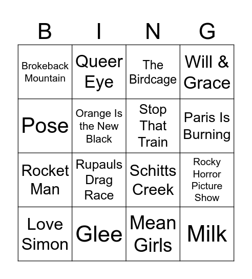 Pride Bingo Card
