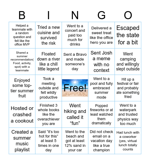 Summer Bingo! Bingo Card