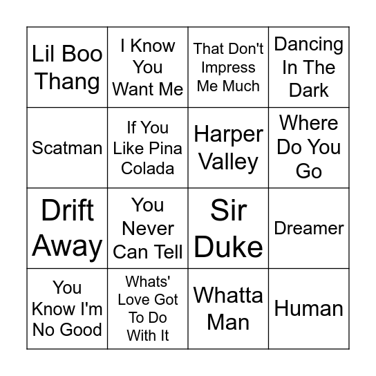 Music Bingo Game 10 Bingo Card