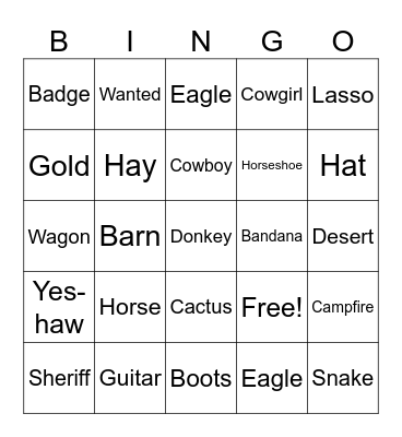 🐴 WESTERN BINGO🐴 Bingo Card
