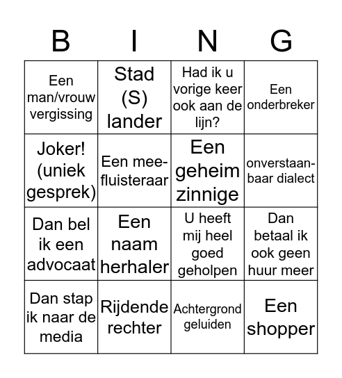 Bellersbingo! Bingo Card