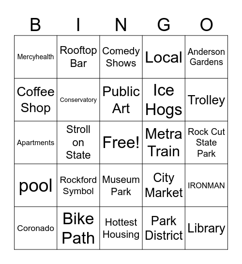 Made For Rockford Bingo Card