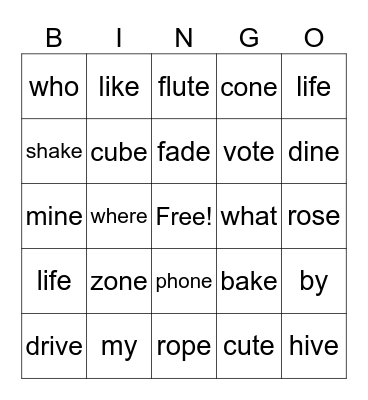 V-E UFLI Review Bingo Card