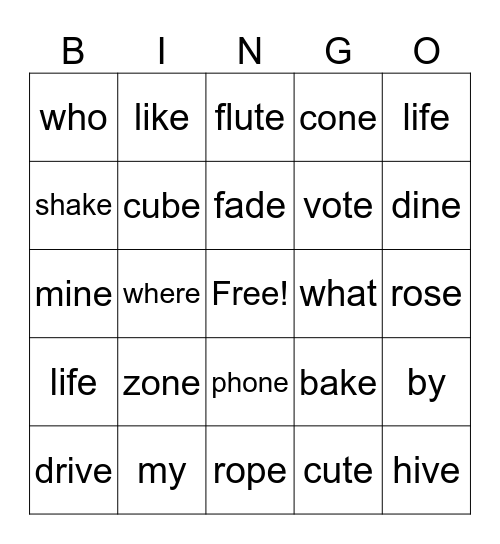 V-E UFLI Review Bingo Card