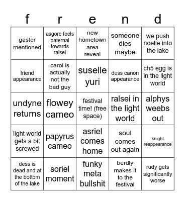 deltarune ch5 bingo Card