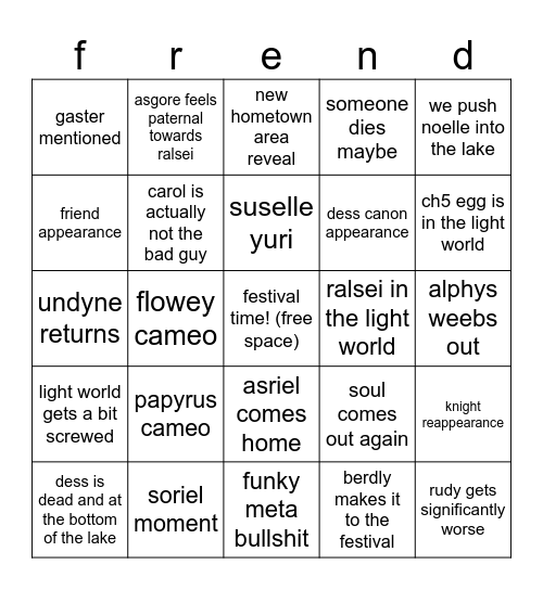 deltarune ch5 bingo Card