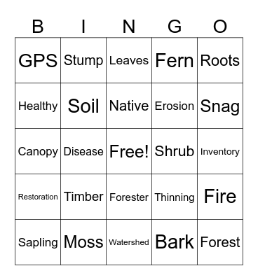 Forestry BINGO Card