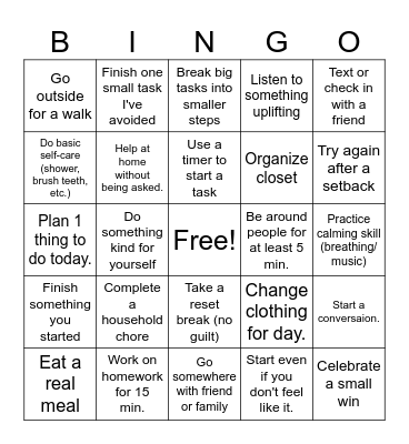 Motivation Bingo Card