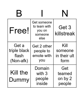 JJS BINGO Card