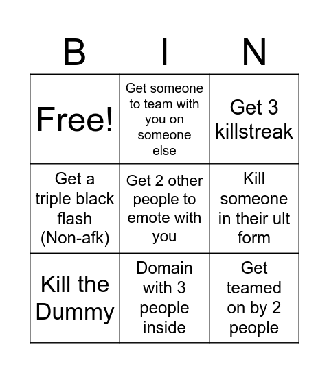 JJS BINGO Card