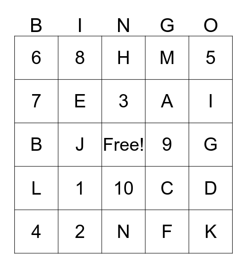 Christ Church Ms. Speck Bingo Card