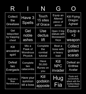 Elden Ring Bingo Card