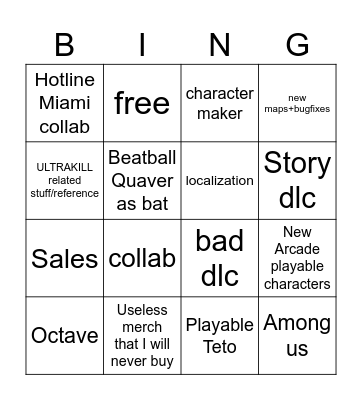 APB direct thingy I made Bingo Card
