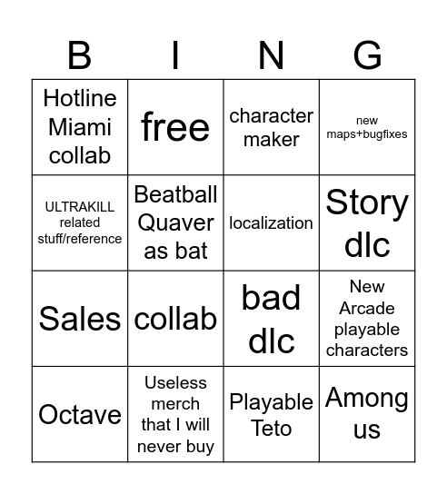 APB direct thingy I made Bingo Card