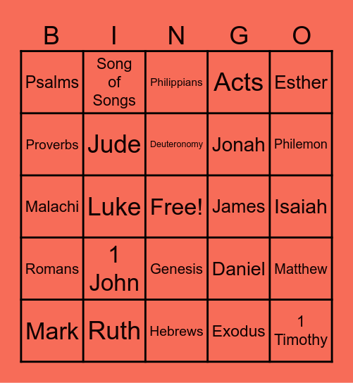 CAC Corby Teens Bible Series Bingo Card