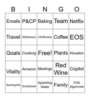 Aimee's Retirement Bingo Card