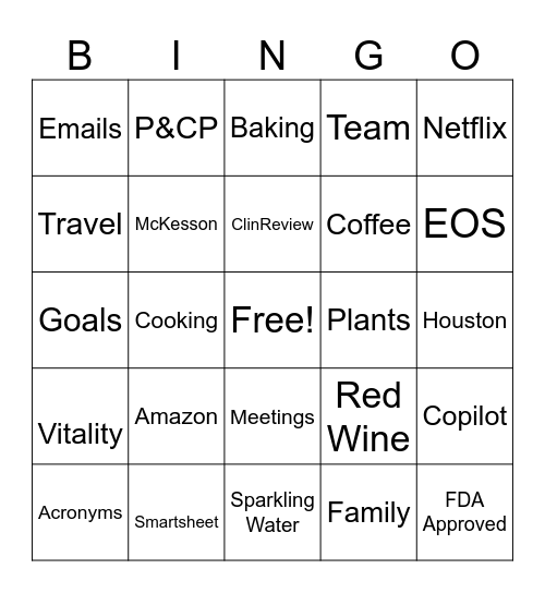 Aimee's Retirement Bingo Card