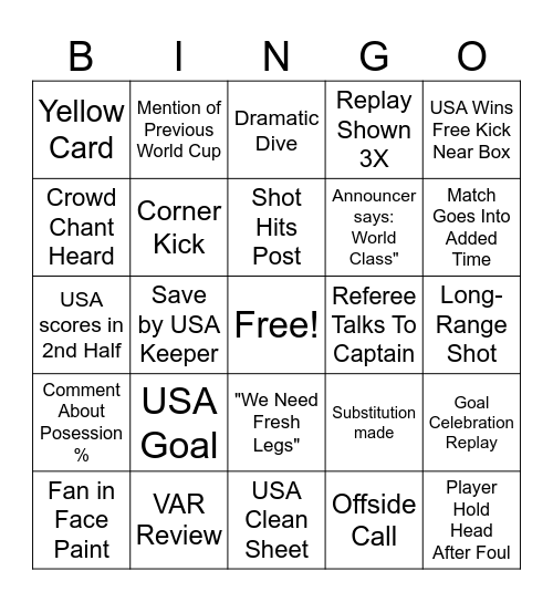 U...S...A...! Bingo Card