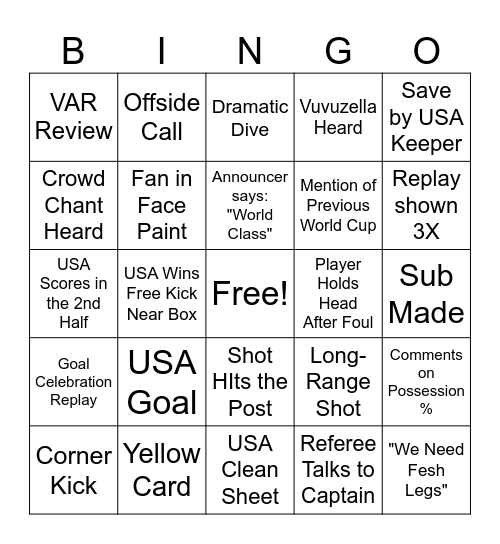 U...S...A...! Bingo Card