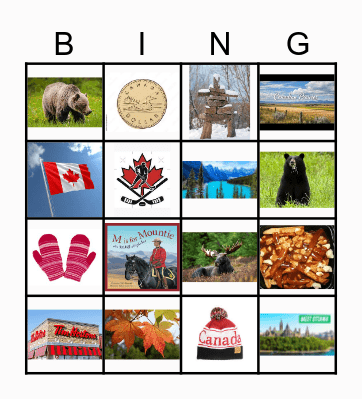 Canada Bingo Card