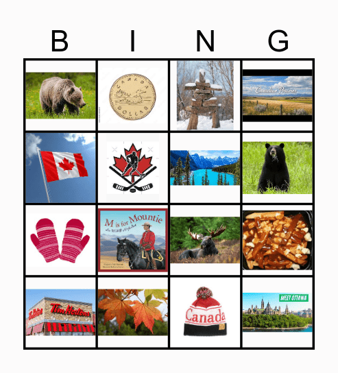 Canada Bingo Card