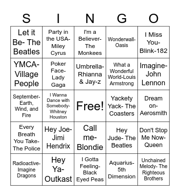 Early Intervention Singo Bingo Card