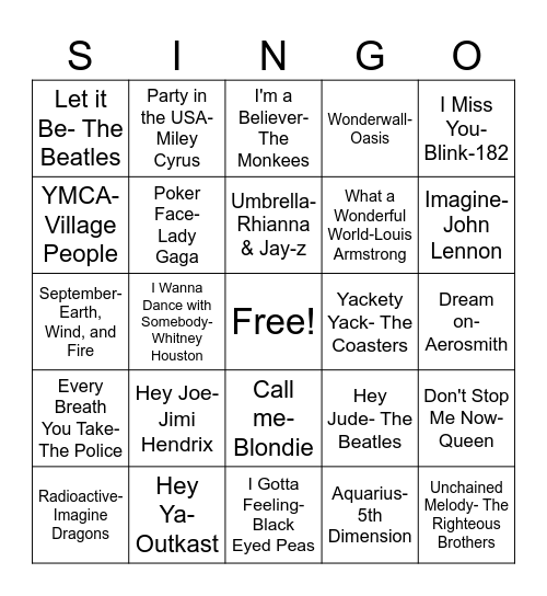 Early Intervention Singo Bingo Card