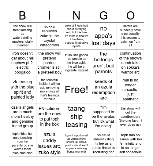 NATLA s2 Bingo Card