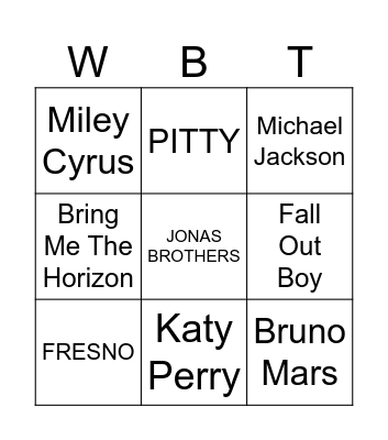 LineUp I WANNA BEBE TOUR 2026 Bingo Card