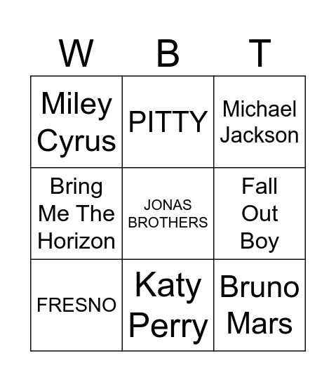 LineUp I WANNA BEBE TOUR 2026 Bingo Card
