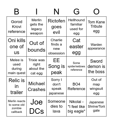 Kowakujo Bingo Card