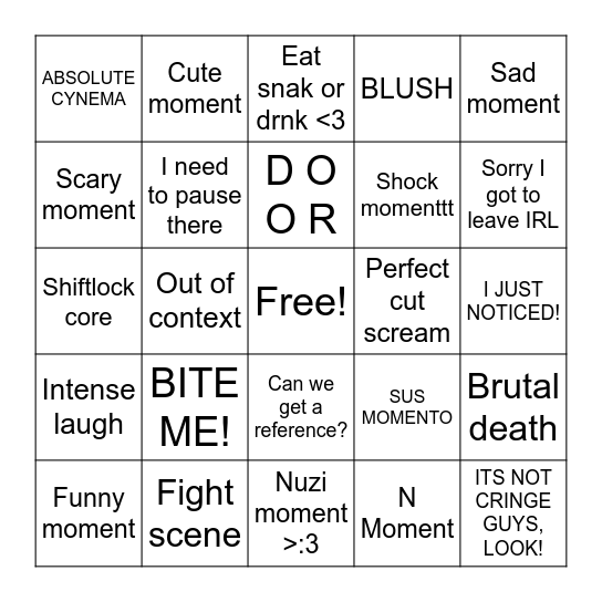 Murder drones Bingo card! Bingo Card