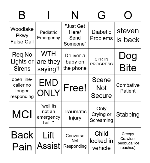 Dispatcher Bingo Card