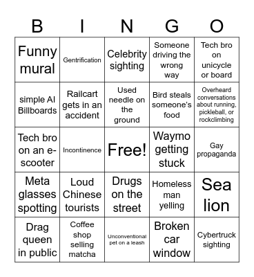 SF Bingo Card