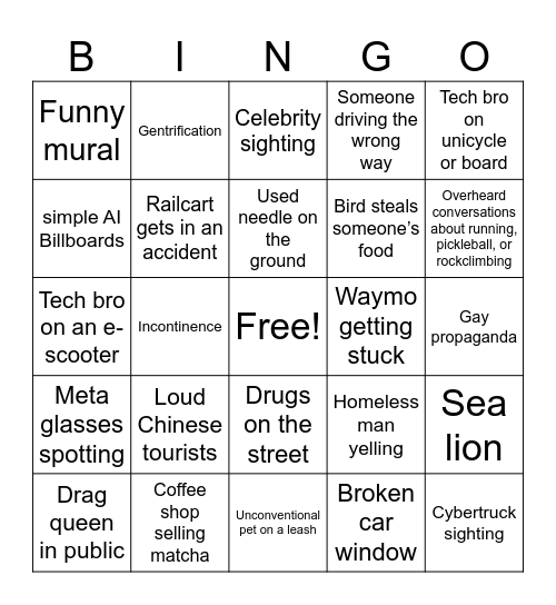 SF Bingo Card
